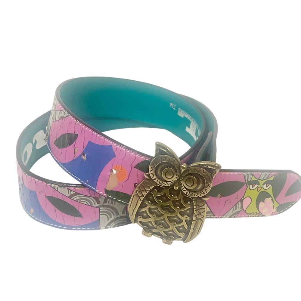 Rock Rebel Size Medium Multi Colored‎ Painted Owl Printed Belt